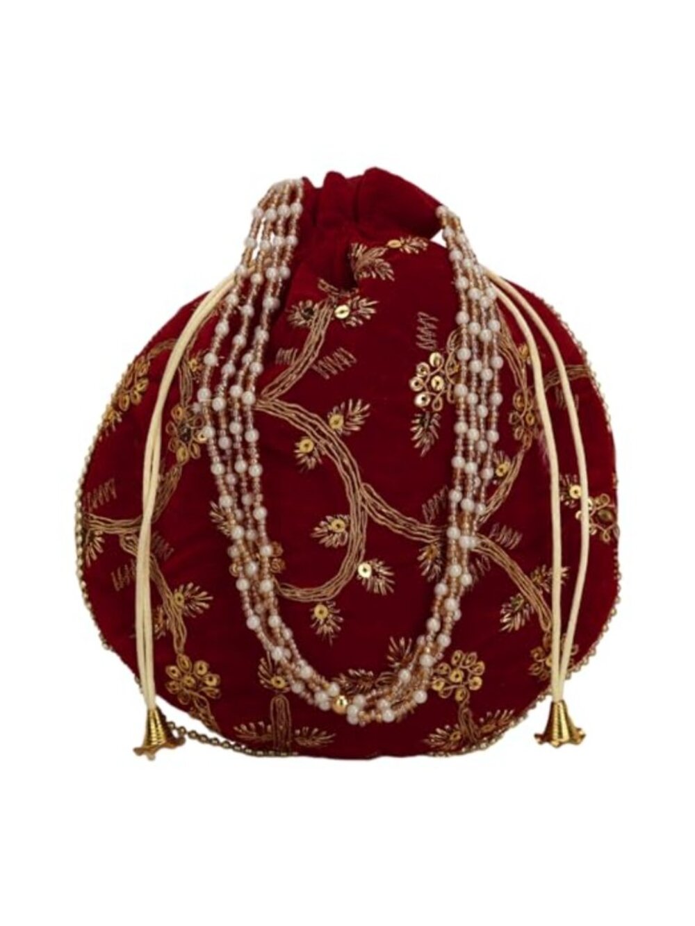 Embroidered Silk Potli Bag Clutch Drawstring Evening Purse Bridal Party Batwa
